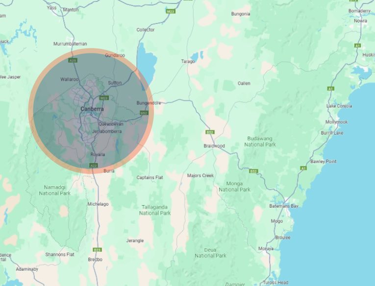 Map of Canberra ACT VaxWorks locations